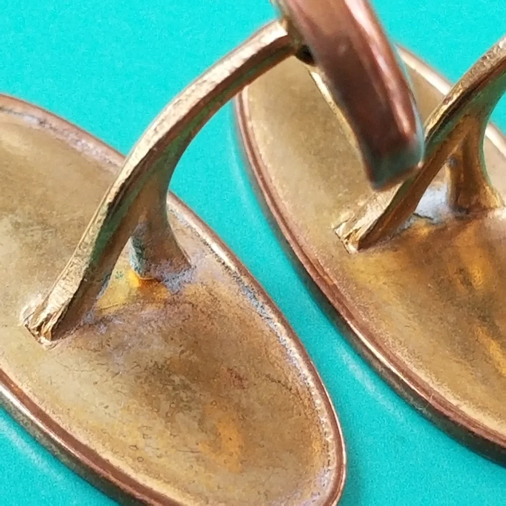 Vintage etched oval cuff links cufflink gold tone